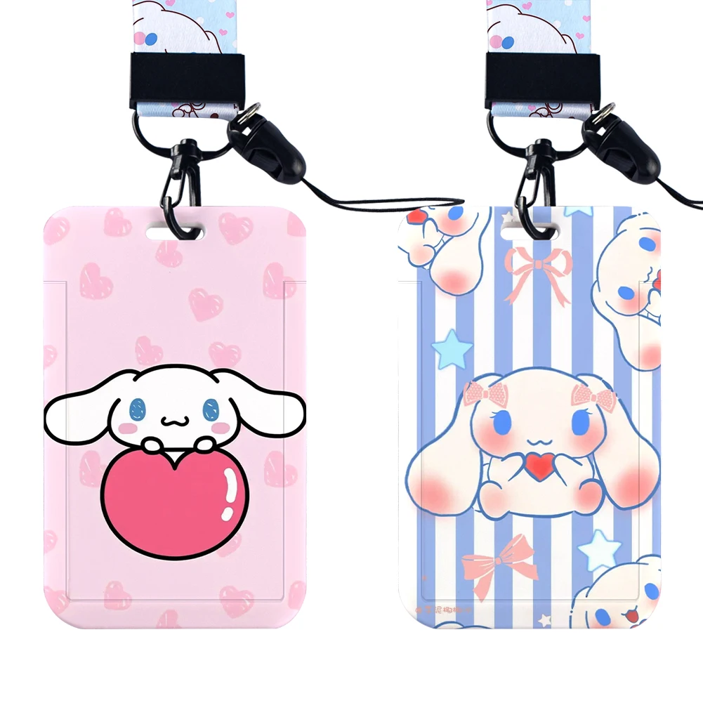 W Kawaii Sanrio Hello Kitty etui na karty urocza kreskówka moja melodia Kuromi Cinnamoroll Anime peryferia futerał do zdjęć i kart wisiorek prezent