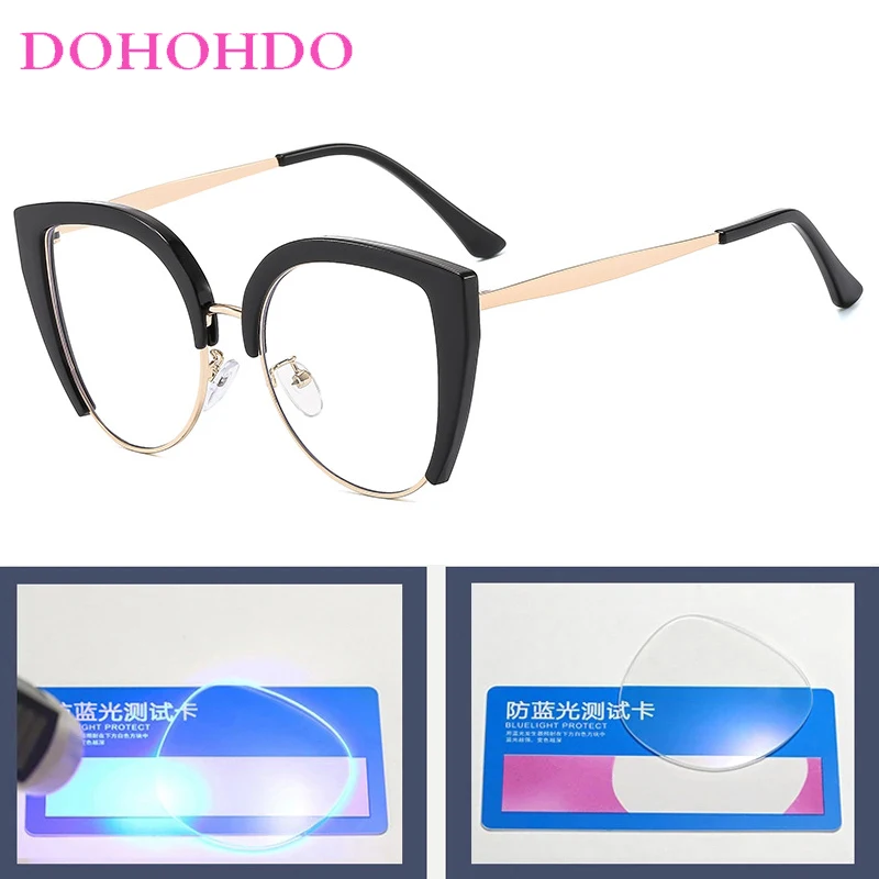 Mode Luxus Metall Bein Cat Eye Brillen Frauen Männer Retro Marke Designer Für Computer Büro Arbeit Blau Licht Blockieren Gläser