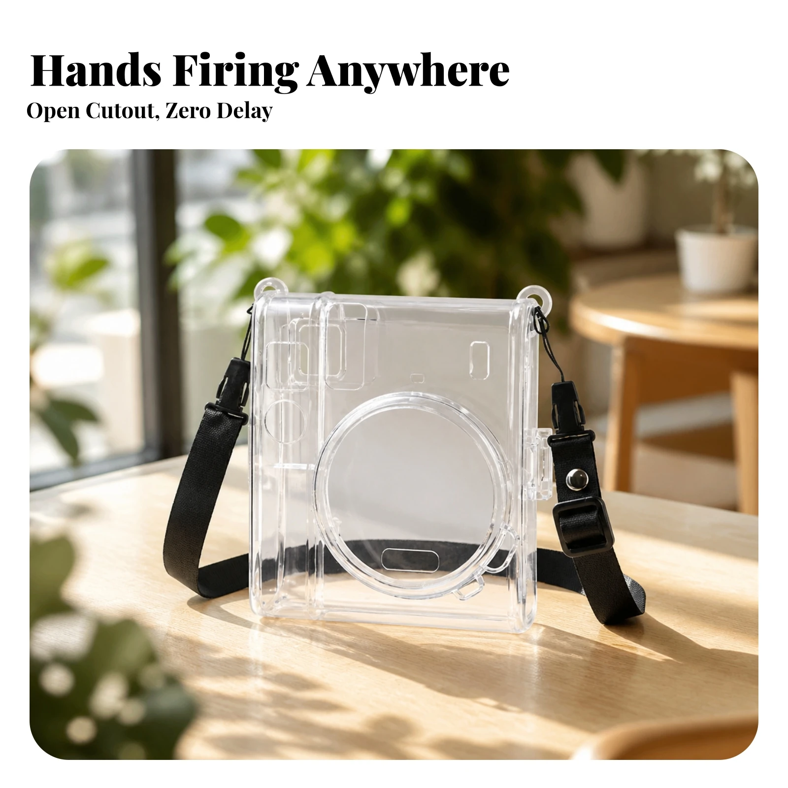 Clear Camera Case with Strap Transparent Instant Camera Case Lightweight Long-Lasting for Travelers, Travel, Outdoor Photography