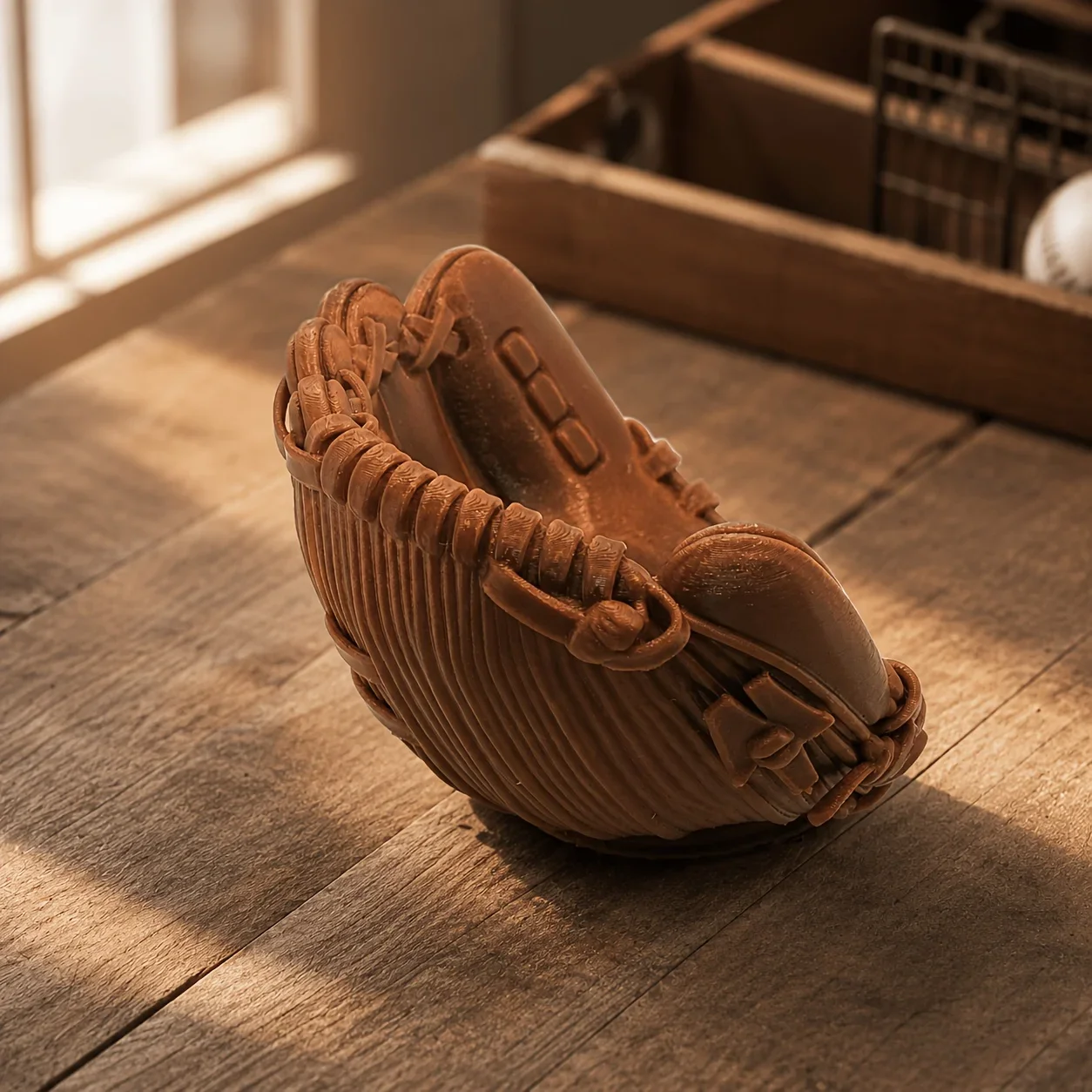 Vintage Baseball Glove Shaped Desktop Storage Holder 3D Printed Ornaments Sport Theme Table Decor Collectible Baseball Fans Gift