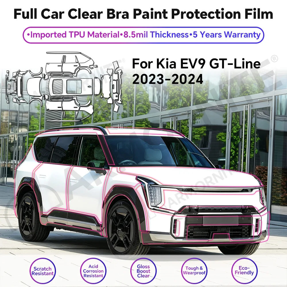 

9Mil Clear Precut Paint Protection Film For KIA EV9 GT-Line 2023 2024 TPU PPF Invisible Scratch-Resistant UV Car Wrap Film