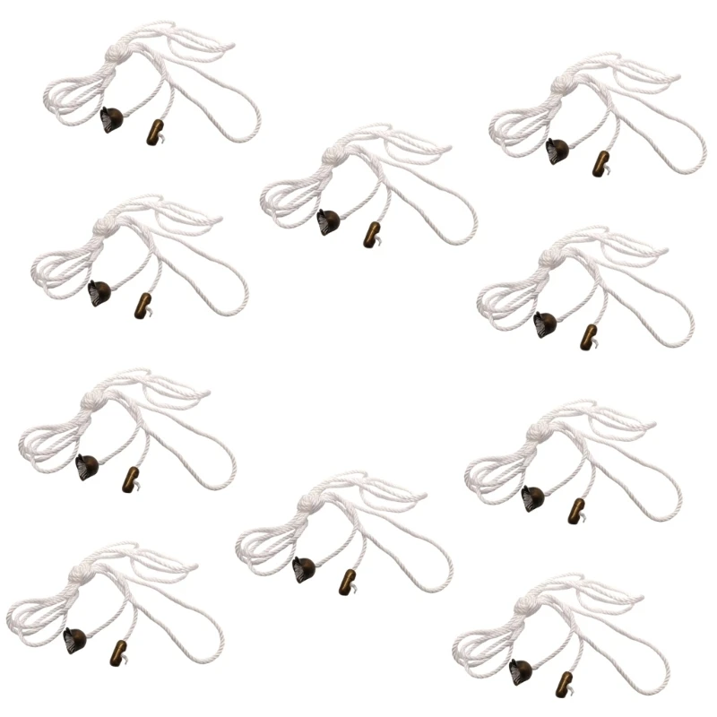 حبل سحب قطني مريح 10 قطع سلك تغيير ضوء مروحة الغرفة مع مجموعة وصلات معدنية #2