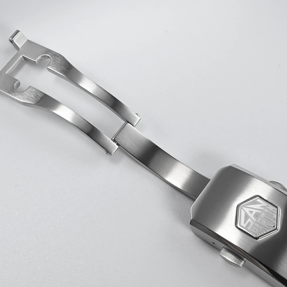 سان مارتن مشبك قابل للطي مع سلامة 2 ثقب 4 حفرة مايكرو ضبط ل 16 مللي متر 18 مللي متر سوار ساعة الفولاذ المقاوم للصدأ SN0020 SN0021 #5