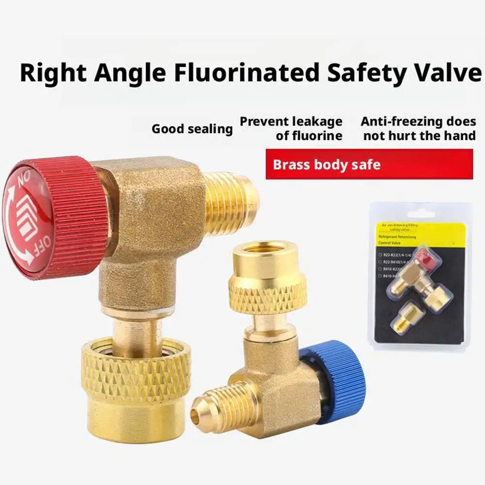 Válvula de carga de refrigerante R22 R410a, accesorio de válvula de servicio de CA de coche de ángulo recto de 90 grados para reparación de aire acondicionado O5L1