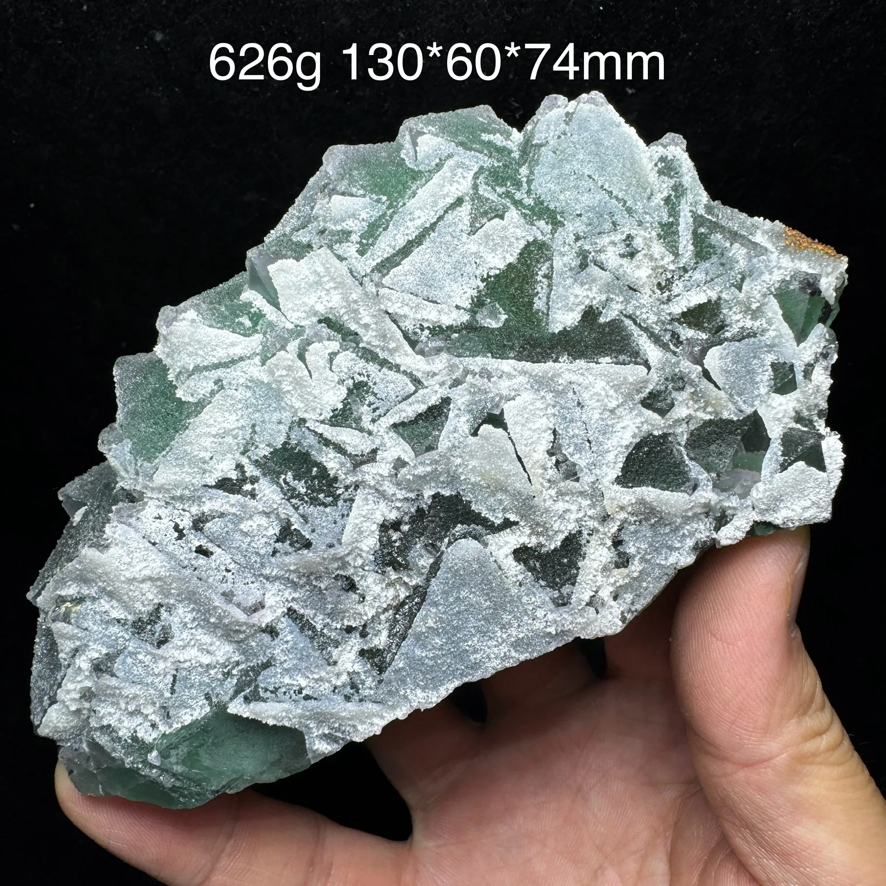

626g Natural ZheJiang Octahedral Green Fluorite Mineral Specimen Healing Quartz Crystals Home Decor