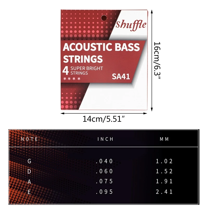 

4pcs Acoustic Bass Strings 4-String Bass Strings Replacement 40 60 75 95 TOP quality