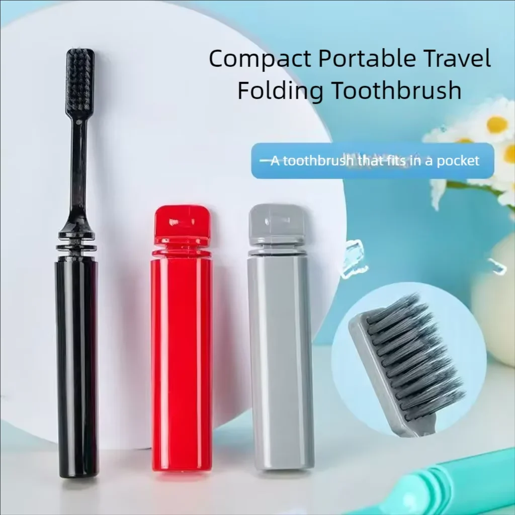 Folding toothbrush - bamboo charcoal soft bristles - travel portable - for s, for business trips, for travel or household
