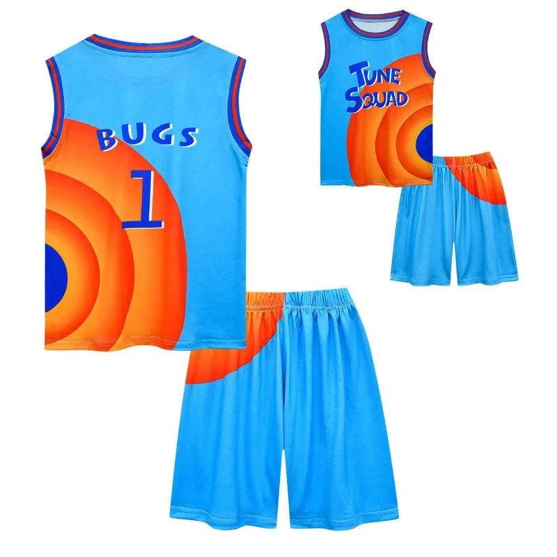 Chłopcy dziewczęta Space Jam 2 Jersey ubrania Tune Squad koszykówka kamizelka Cosplay szorty dres jednolity strój sportowy odzież dla dzieci