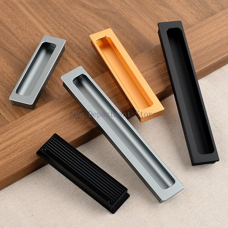 Cabinet Door Handle Hole-Free Built-in Button Hand Modern Simple Sliding Door Closet Handle Drawer Shoe Cabinet Hidden Handle