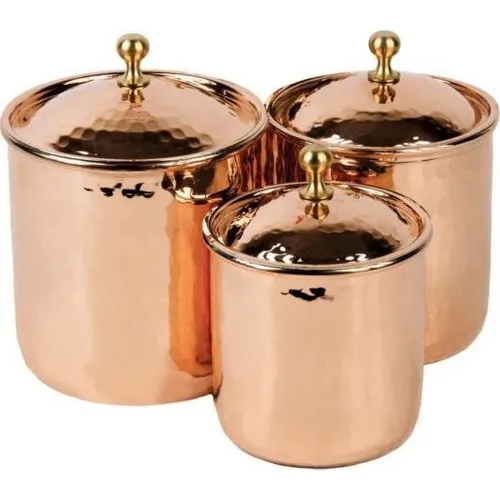 Copper Art 3'lü Copper Clamshell Tableware Spice Rack Set