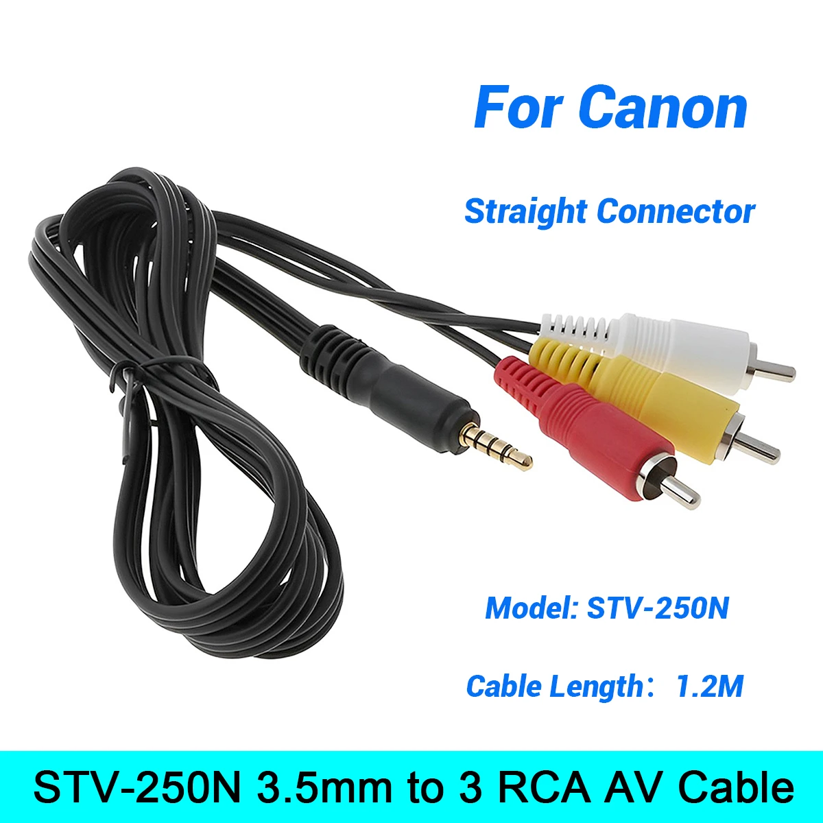 STV-250N 3.5mm to 3 RCA AV Cable for Canon FS306,FS406,FS200,HF R10,EOS 450D,650D,1100D & Camcorder TV Output, 1.2M