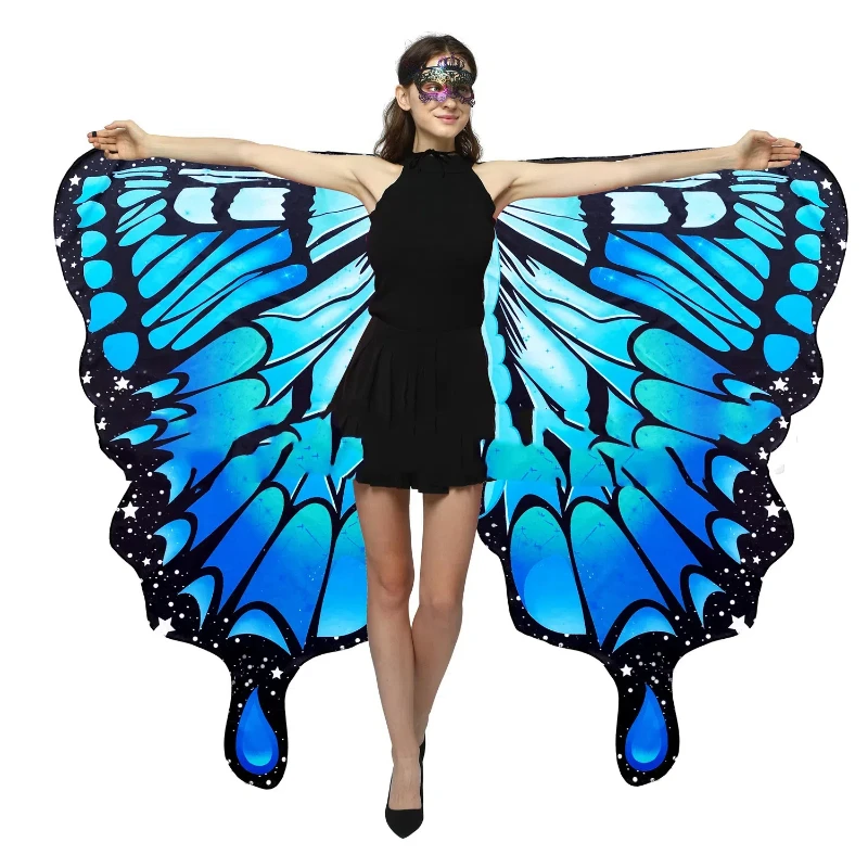

Hotselling Butterfly Wings Cosplay Cape For Adults Halloween Costume Belly Dance Performance Accessories Rainbow Capes Cloaks
