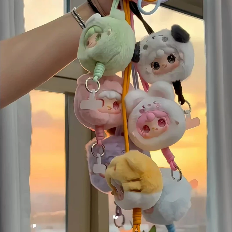 Yooki V7 Mini Zoo Vinyl Pluche Blind Box Knuffel Kawaii Mobiele Telefoon Hangend Touw Pop Decoratie Mystery Box Festival Geschenken