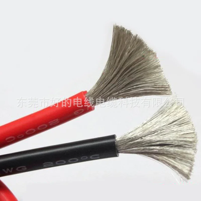 Silicone Rubber Tinned Copper Wire Cable Flexible 2/6/8/10/12/13/14/16/18/20/22/24/26/28/30 AWG 600V Black Red Blue Multicolor