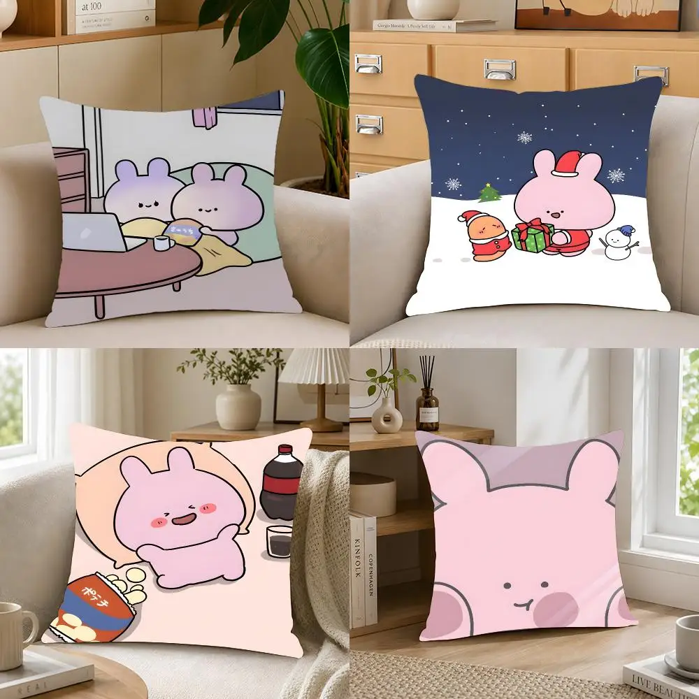 Character Art Asamimichan Cushion Cover Crystal velvet sofa Aesthetic room decor Car seat back cushion