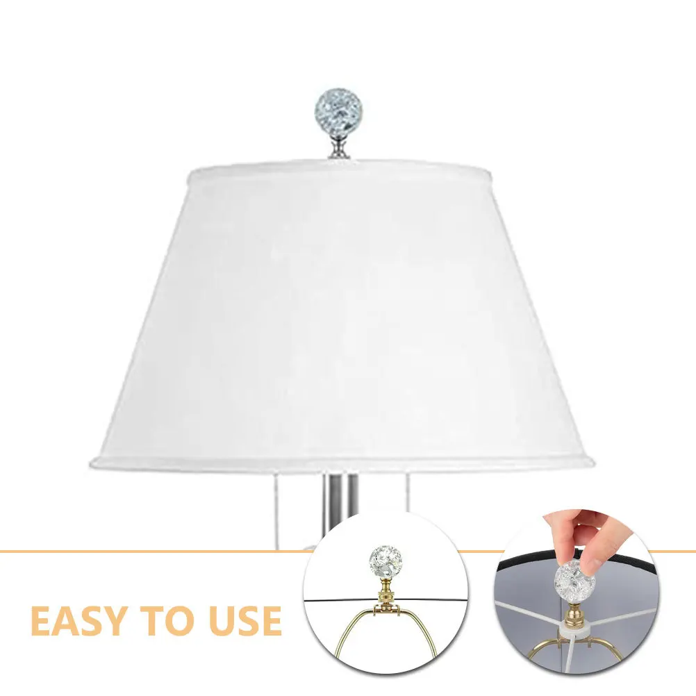 

2Pcs Glass Lamp Finial Ball Clear Crackle Crystal Metal Base Decorative Replacement Knob for Floor Desk Table Lamps