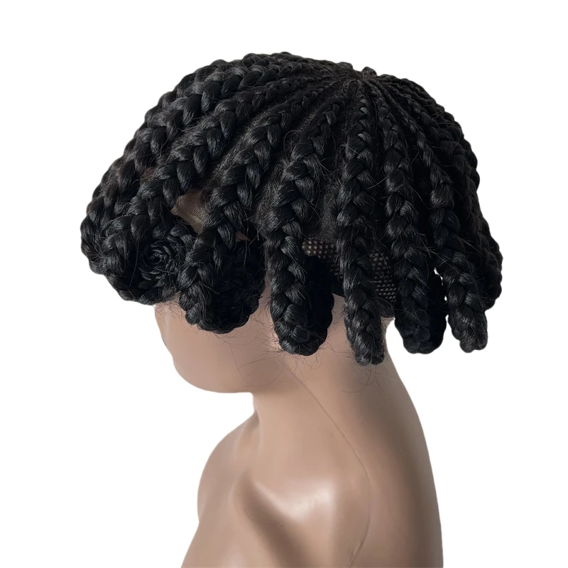 Peruaanse Maagdelijke Menselijke Haarstukken Zwarte Kleur Bantu Cornrow Vlechten 8x10 VER Toupetje Front Lace Unit voor Zwarte vrouw