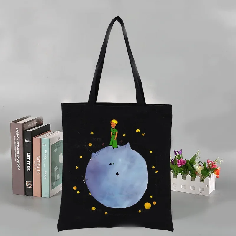 

Little Prince Earth Space Y2K Art Harajuku Kawaii Canvas Shoulder Bag Canvas Eco Shopping Bag Canvas Tote Bag HandBag Daily Use