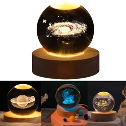 Creative Crystal Ball Night 3D Glowing Galaxy Crystal Ball Night Lights LED Night Lights Christmas Kid Gift Home Decor