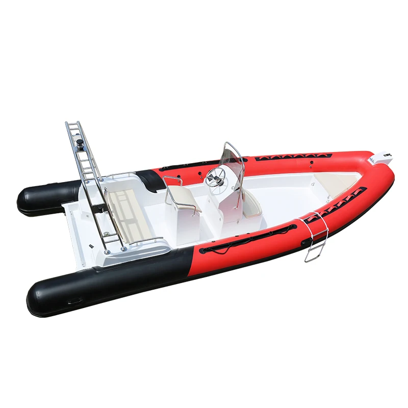 6.8m Rib-680 Hard T-Top Fiberglass Hull Inflatable Fishing Boat With Outboard Motor Hypalon Material Durable Dinghy