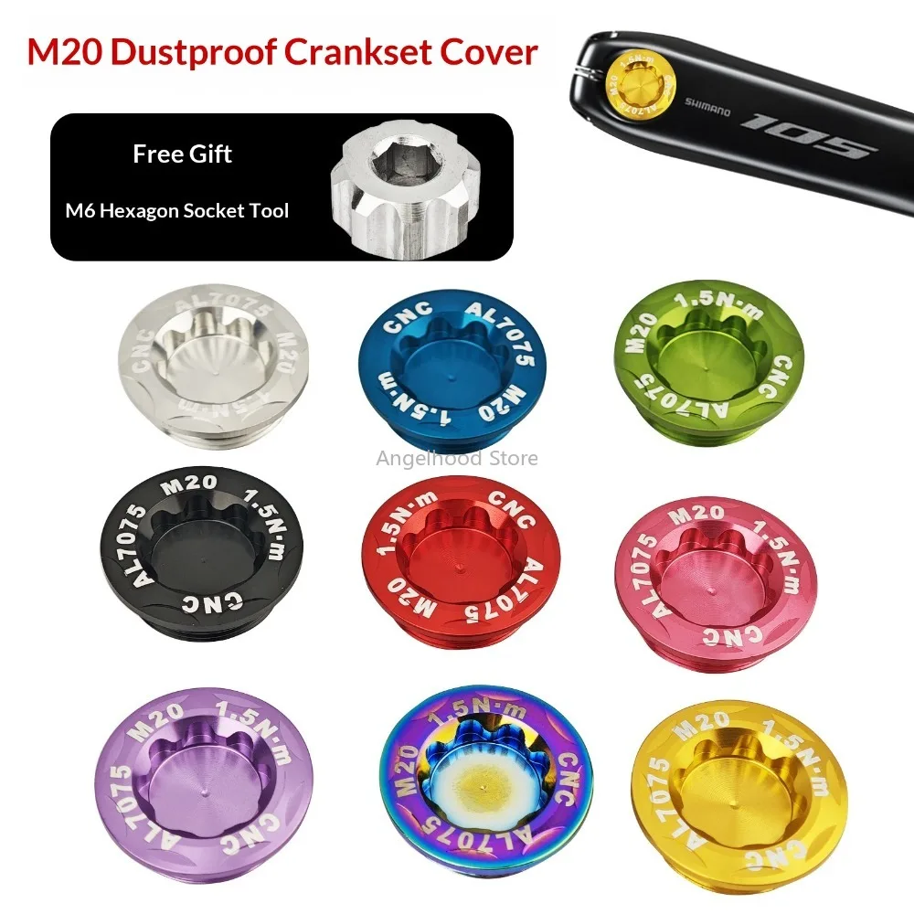 

M20 Crank Dust Cover Road Bike Chainring Crank Cover Bolt ToolUltra-light Aluminum Alloy Crank Dust Cover Replacement Parts