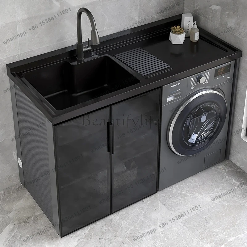 Wäscheschrank-Raum, Aluminium, Quarzstein, integrierte Waschbeckenschrank-Kombination mit Reibtafel