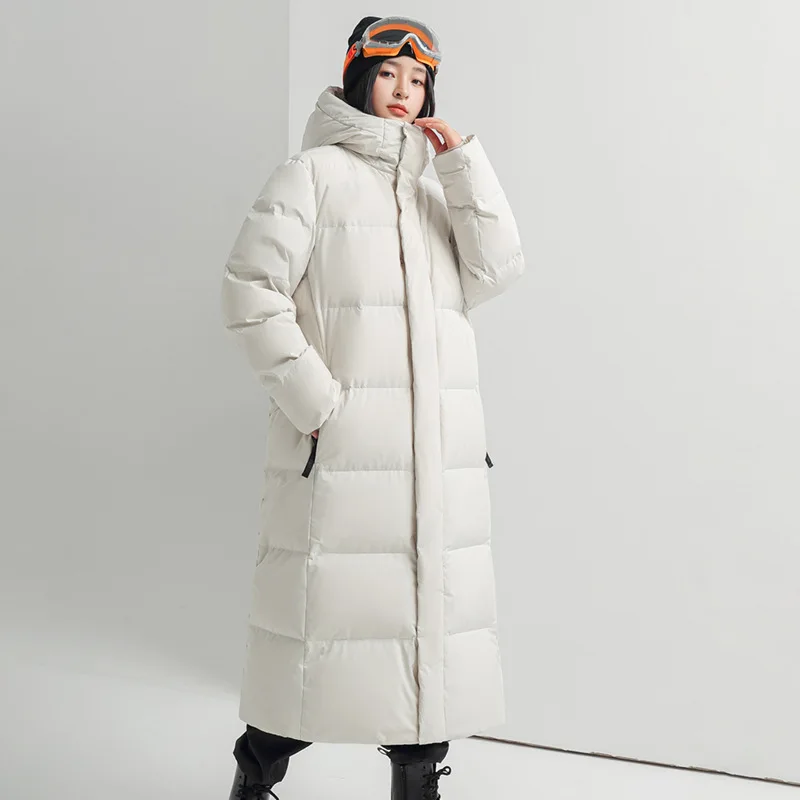 

2024 Winter Couple Models Workwear Down Jacket White Duck Down Thick Warm Long Puffer Jacket Fashion Loose Casual Winter Jacket