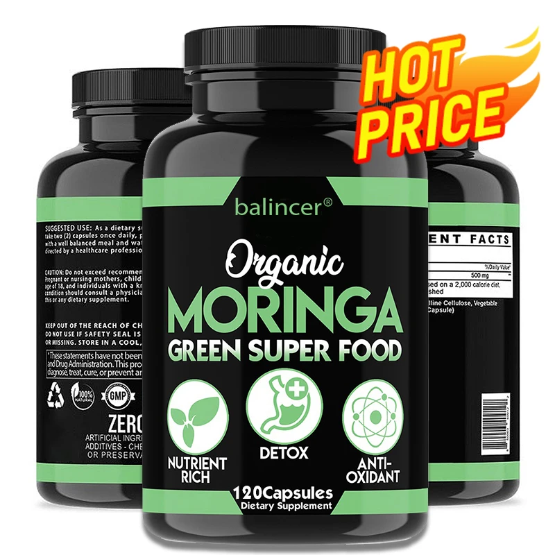 Moringa Capsules - Helps with Healthy Circulation of The Eyes, Brain and Digestive System, Fights Fatigue, and Improves Immunity