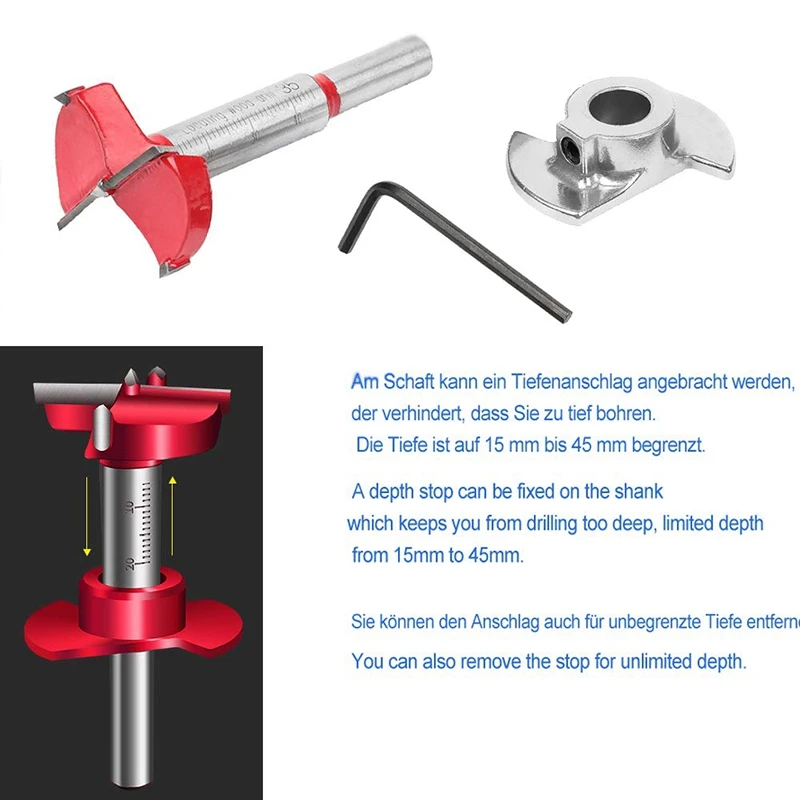 Plantilla de bisagra oculta A20F, juegos de brocas Forstner, cortador de agujeros de bisagra de 35Mm para bisagras de gabinete y placas de montaje