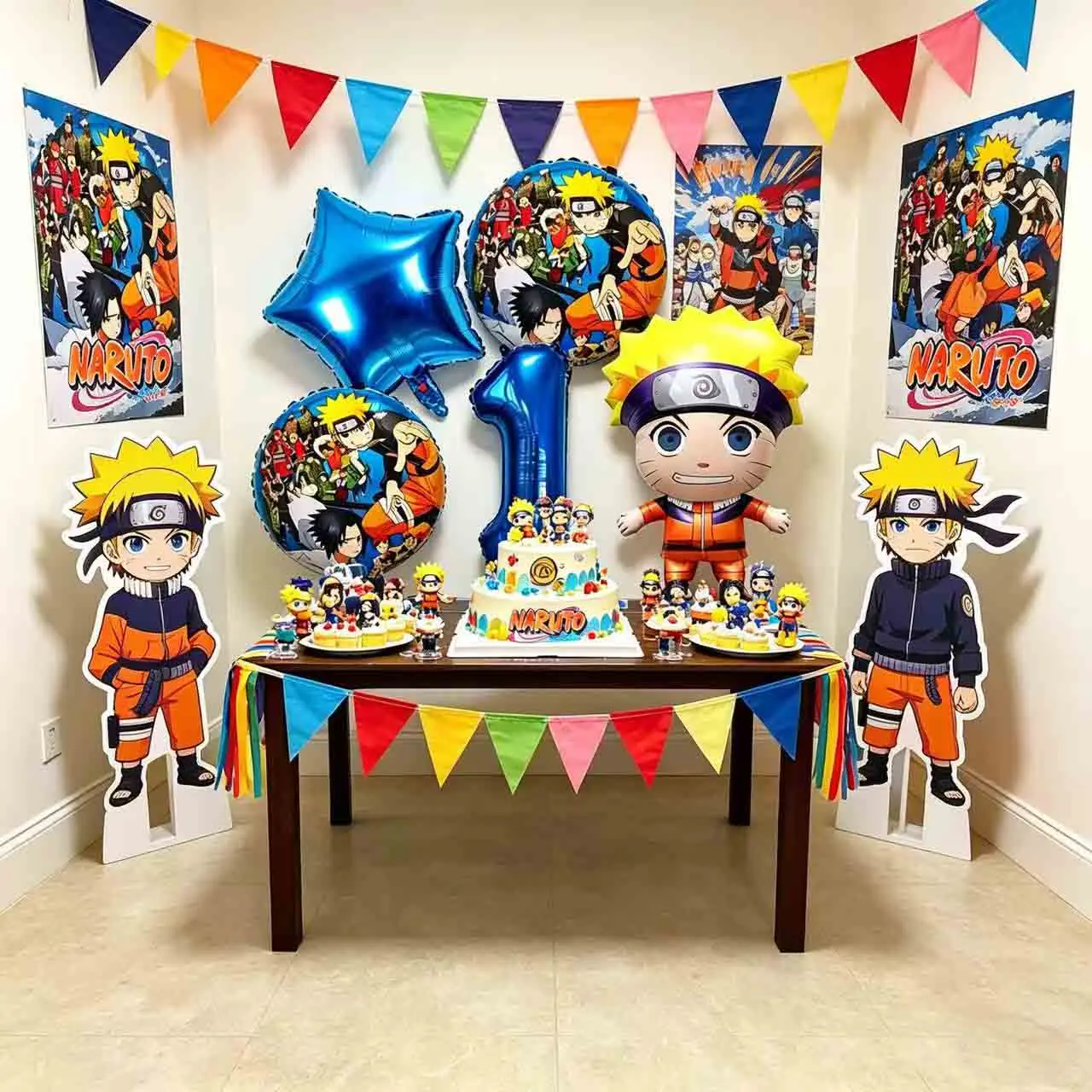 Naruto Cartoon Geburtstagsballons Set Nummer Naruto Uzumaki Kindergeburtstag Party Dekoration Folienballon-Set