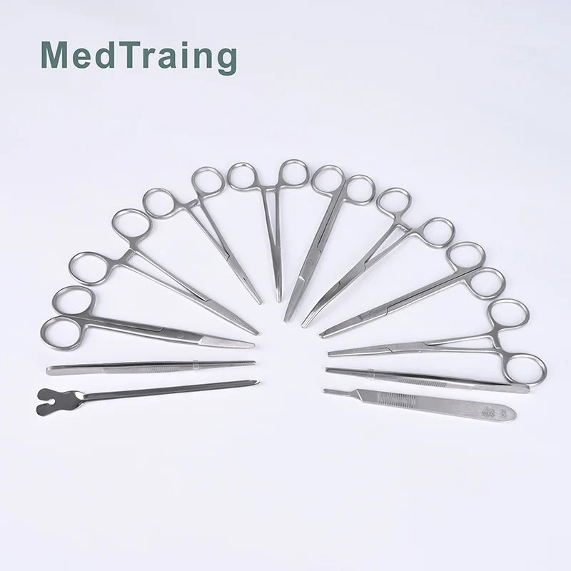 13pcs High quality Stainless Steel Medical Instruments Set for Surgery and Inspection Needle Holder also Teaching