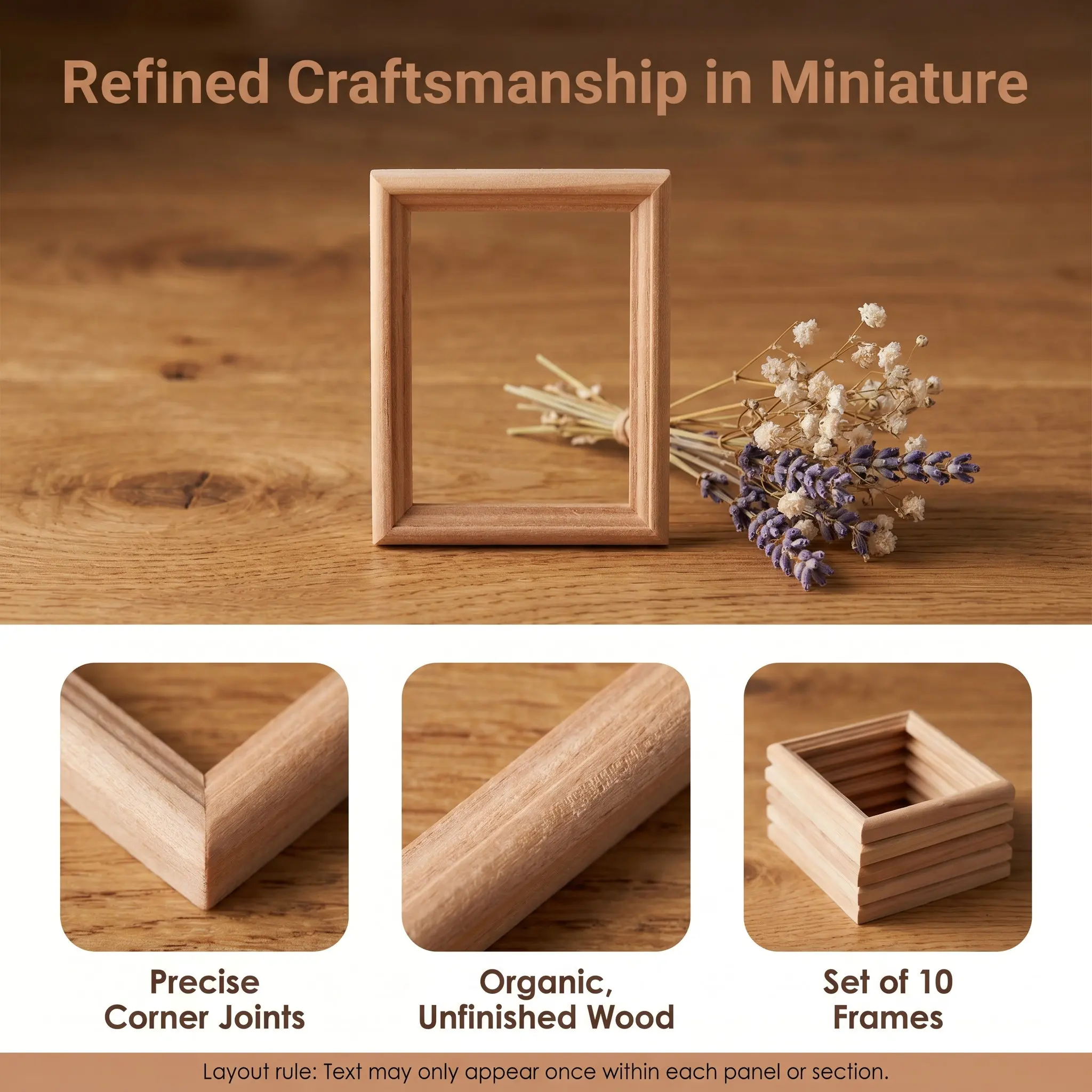 10Pcs Mini House Decorative Photo Frame Vivid Micro Landscape Accessory Natural Wood Craft for Miniature Home Decoration