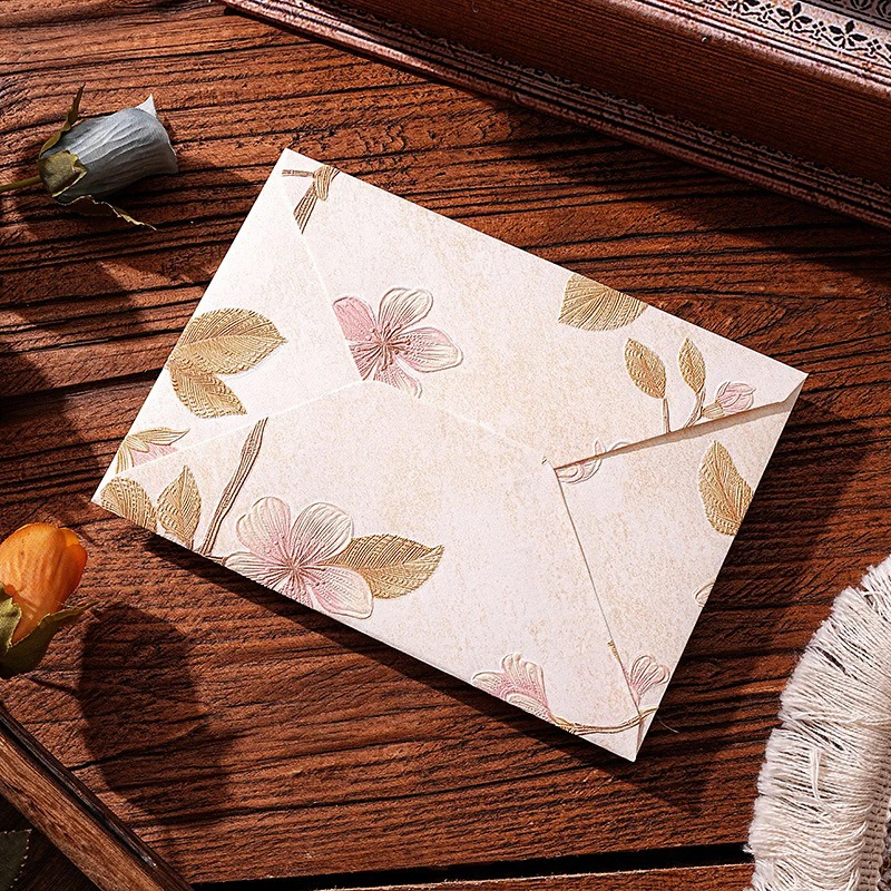 10pcs Envelope Bag Brocade Pattern Invitation Letter Anniversary Greeting Card Envelope Letter Writing Invitation Card Cover