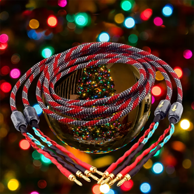 

HiFi OFC Speaker Wire 1 Pair - Gold Banana Spade Plug Cable for Premium Audio System