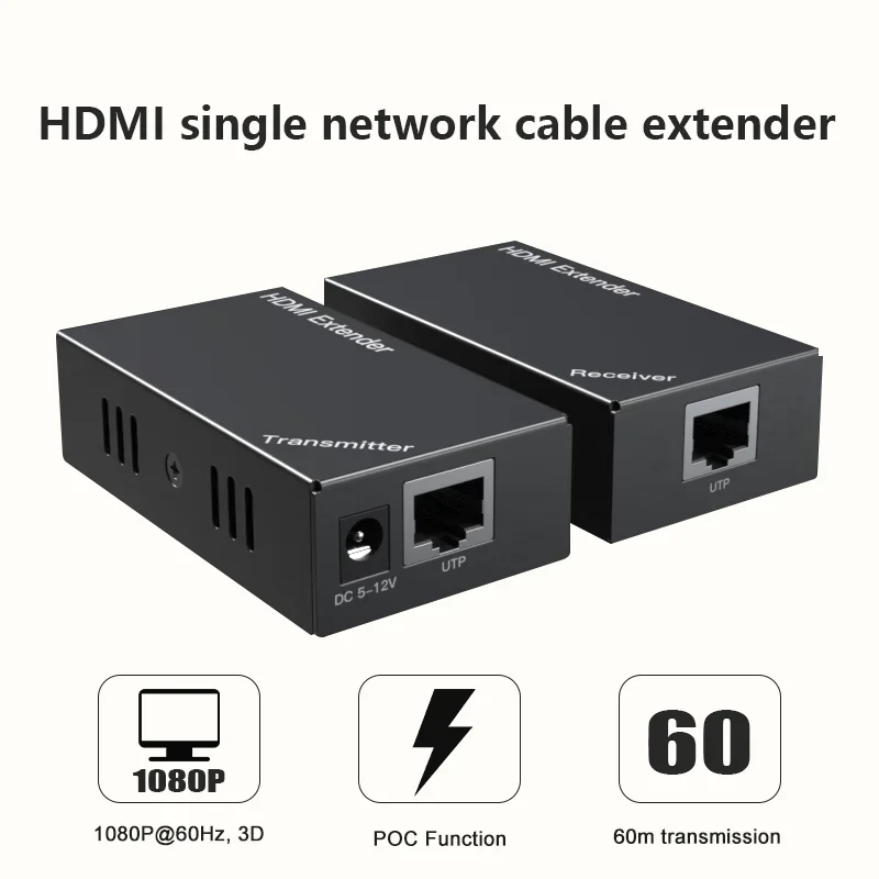 Super Kwaliteit 200ft 1X4 Hdmi Splitter Extender 60M Utp Rj45 Cat5e Cat6 Kabel Ondersteuning Hd 4K 1080P 1 Zender Naar 4 Ontvangers