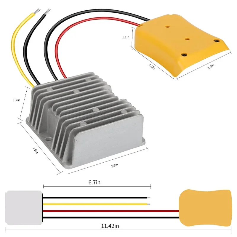 Convertitore di tensione cc Step Down per Dewalt 18V 20V a 12V alimentazione Dock batteria Inverter 180W, regolatore Buck adattatore fai da te