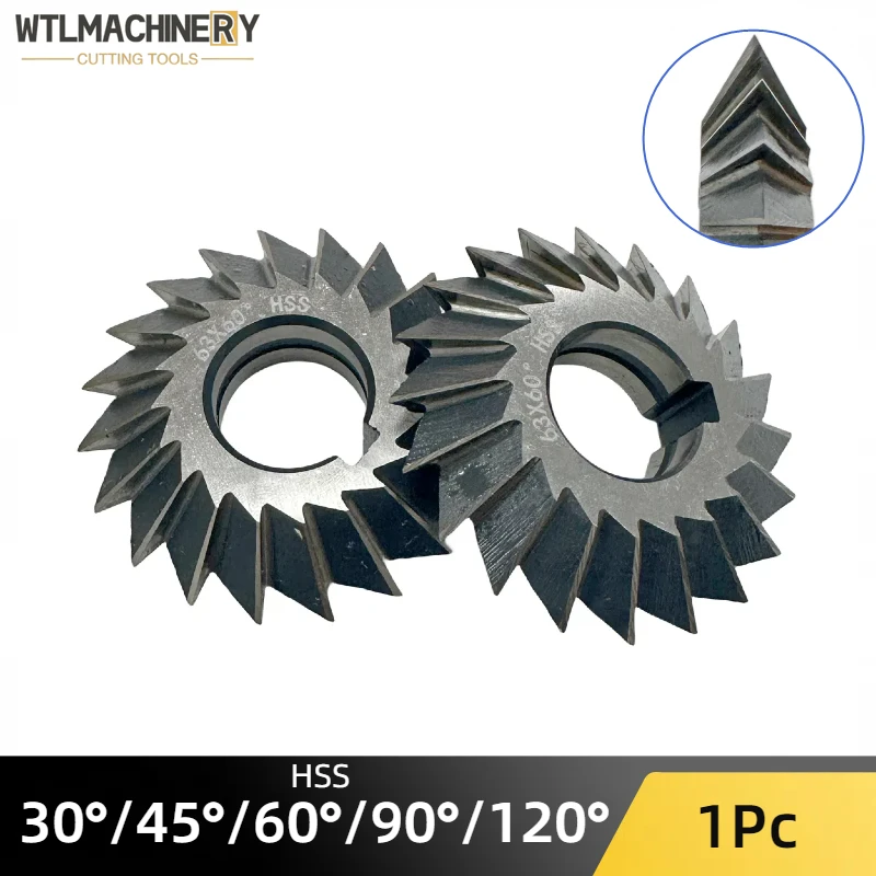 Duplo Ângulo Fresa Cortador de Borda Forma v 30 ° 45 ° 60 ° 90 ° Diâmetro Exterior Espessura Mm-graus Hss W6542 1pc