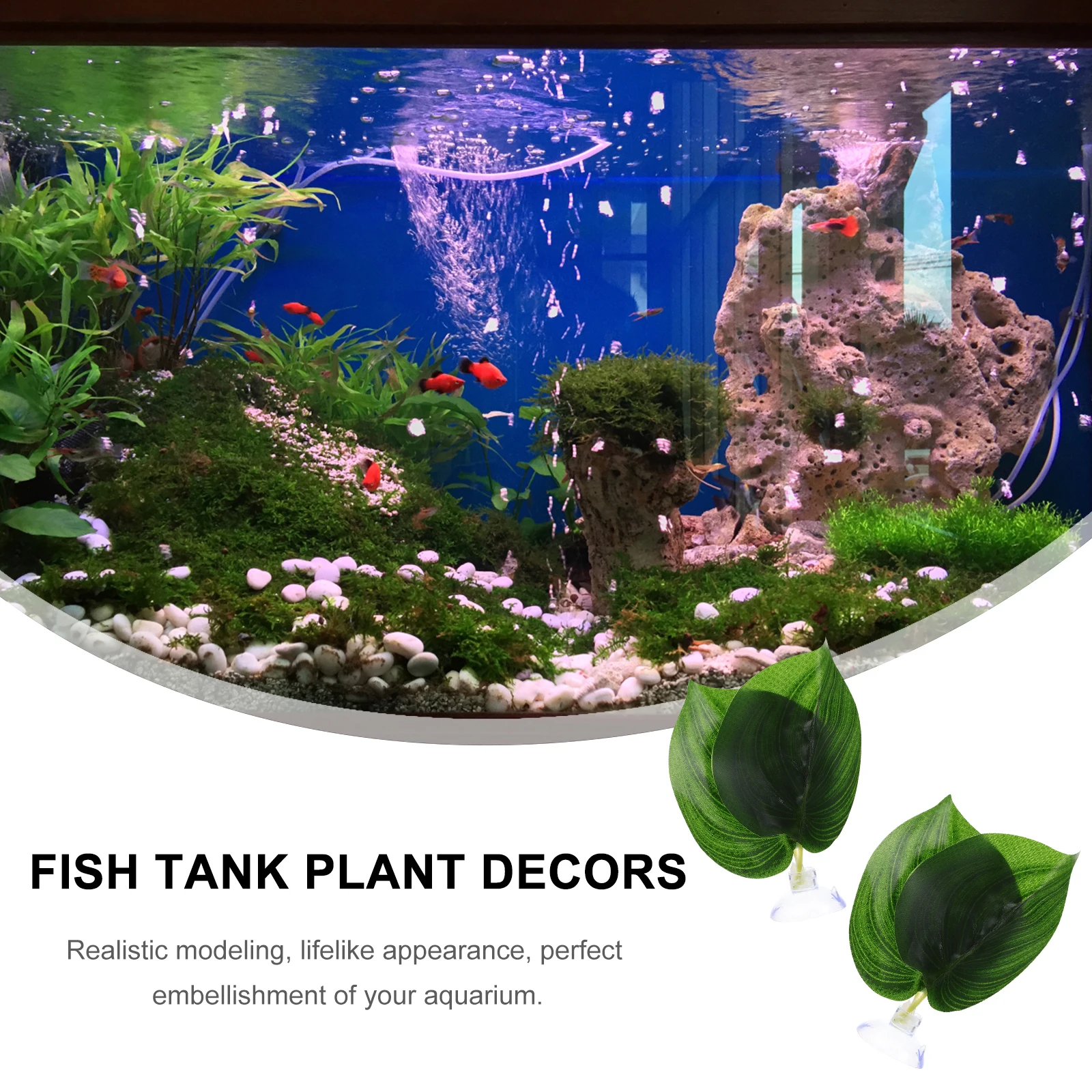 

2Pcs Artificial Green Plants Decorative Aquarium Decors Lifelike Fish Tank Plants Safe for Pets Home Office Aquarium Decors