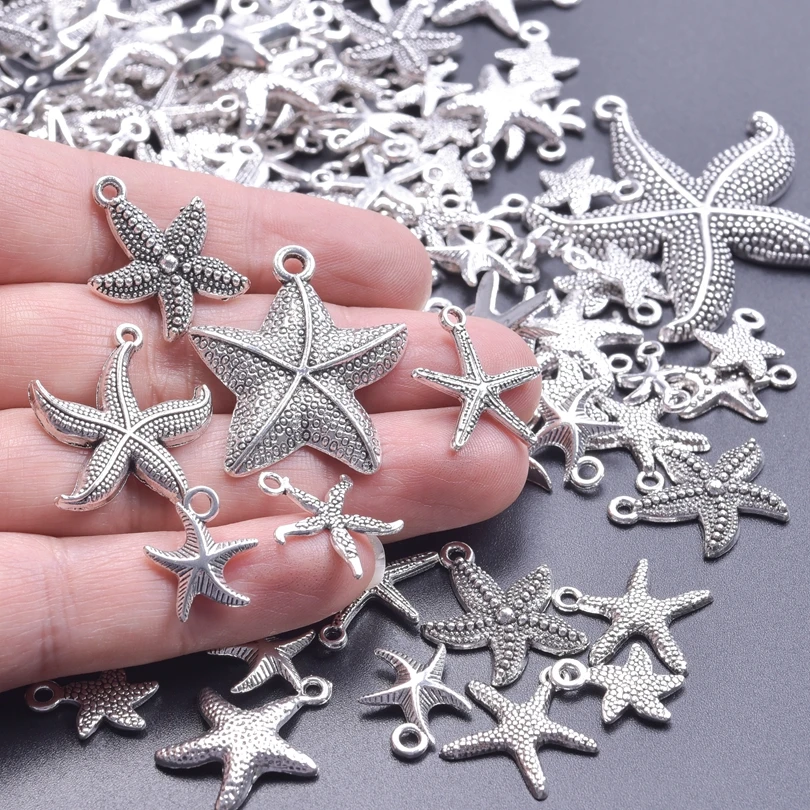 30/50/100pcs Mixed Marine Animal Starfish Charms Pendant For Jewelry Making Diy Necklace Bracelet Keychain Handmade Accessories