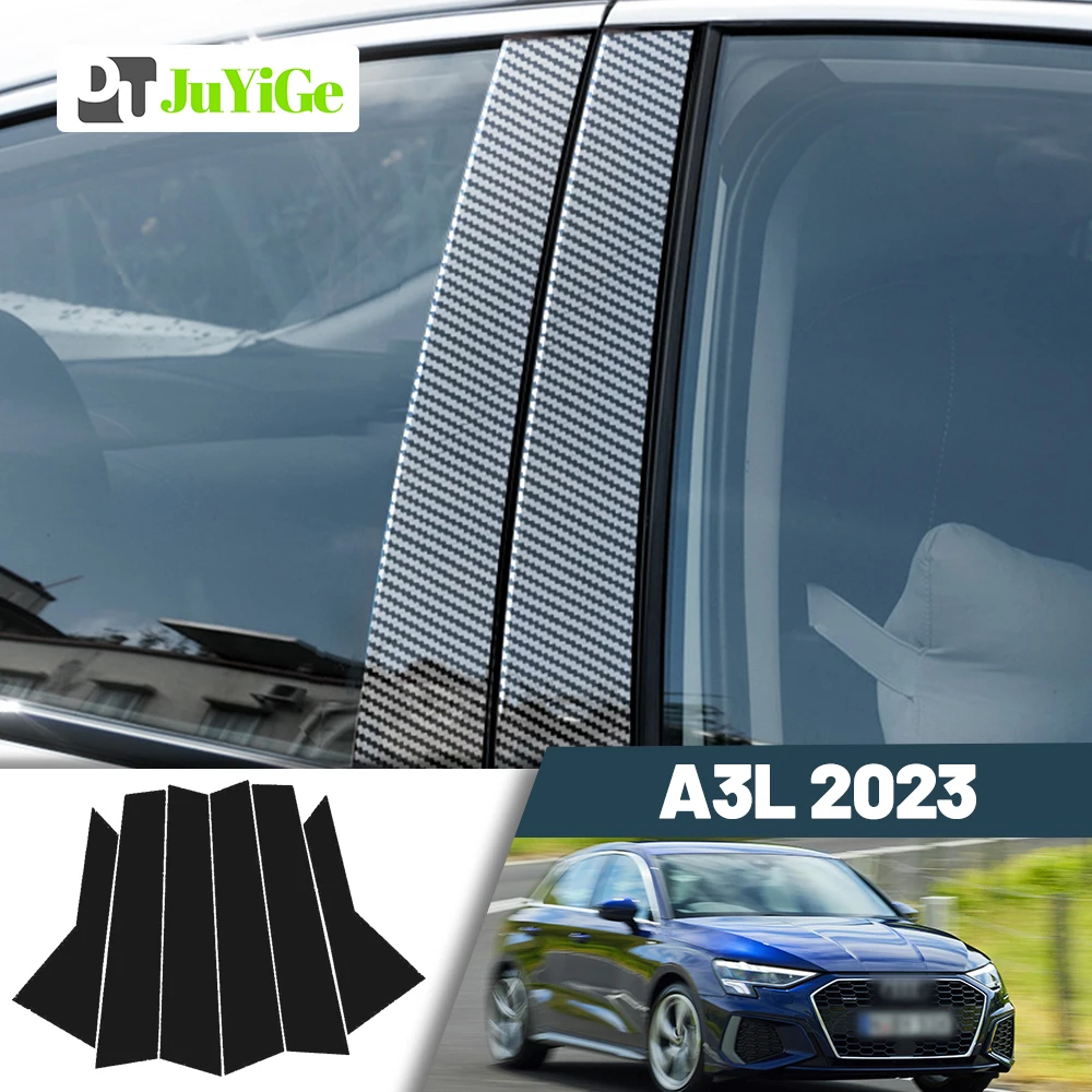 

Glossy Black Carbon Fiber Window Door Deal B C Pillar Post Cover Sticker For Audi A3L 2023