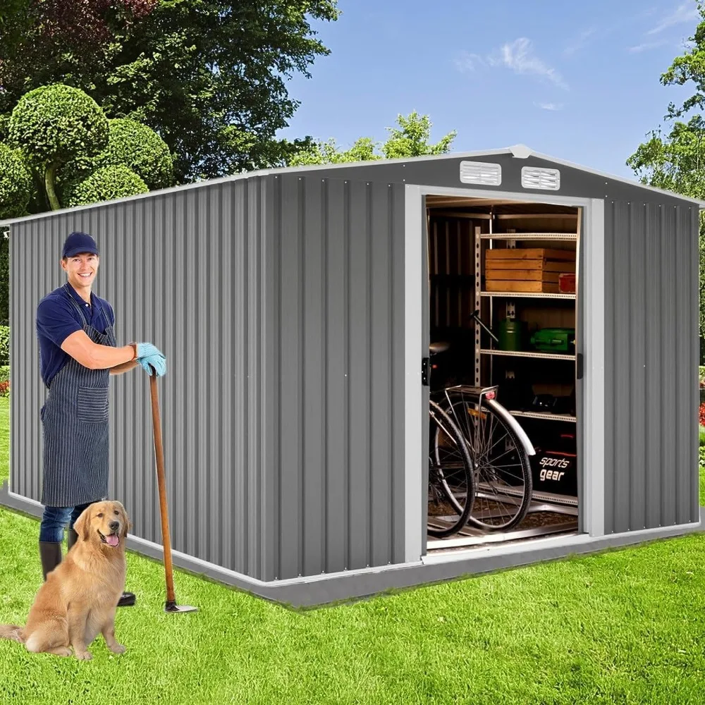 

Large Metal Storage Shed,Outdoor Storage Shed 10x8FT, Heavy Duty Tool Sheds Storage House with Door & Air Vent for Garden