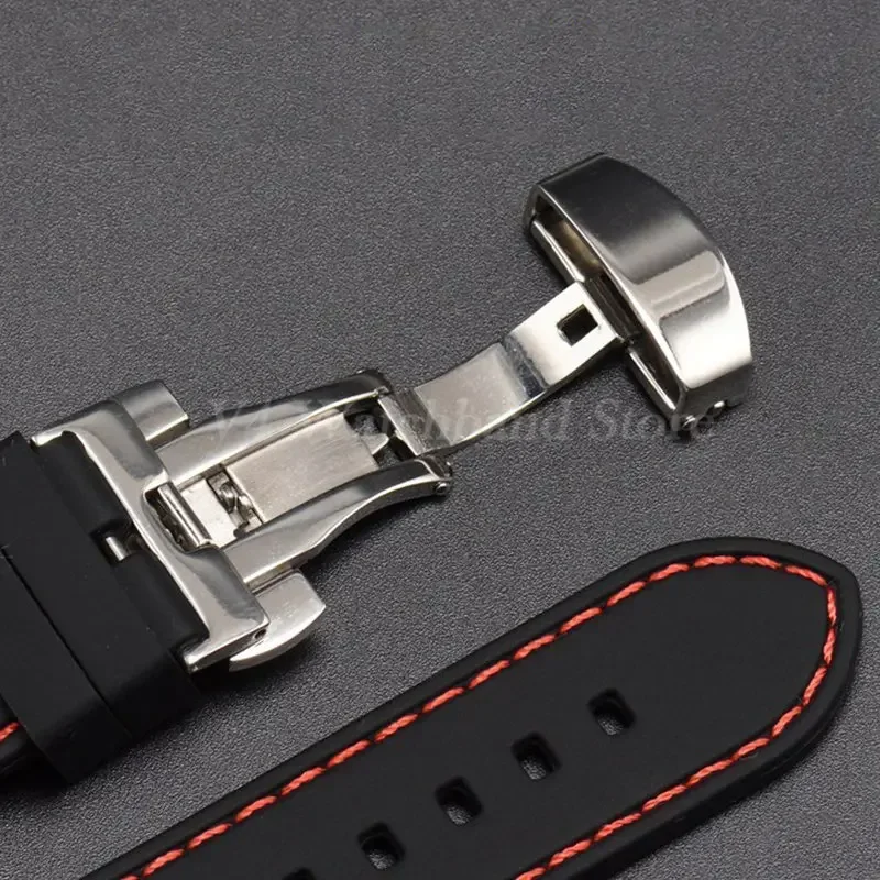 حزام الساعات 18 مللي متر 20 مللي متر 22 مللي متر 24 مللي متر الإفراج السريع سوار سيليكون الرجال الرياضة مطاط مقاوم للمياه حزام ساعة اليد مع مشبك فراشة