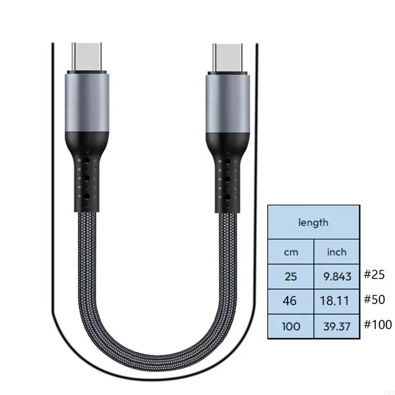 25 سنتيمتر 50 سنتيمتر 100 سنتيمتر PD 60 واط نوع C إلى USB C كابل شحن سريع 480Mbps نقل البيانات الحبال ل Xiaomi سامسونج هواوي الهاتف