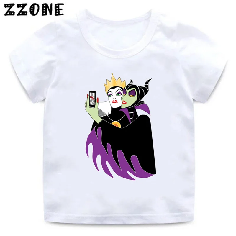 Hot Sale Villain Maleficent Evil Queen Print Kids T-Shirts Baby Girls Clothes Boys Summer Short Sleeve T shirt Children Tops