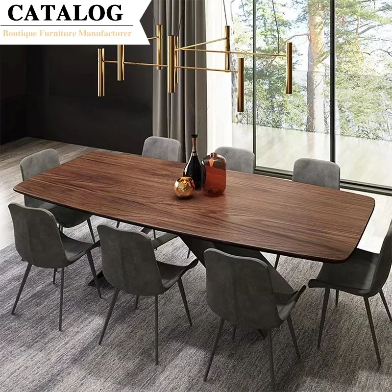 CATALOG Home Furniture Rectangular Dining Table Set 4 Seater 6 8 Dining Room Furniture Dining Table with Chair Wooden