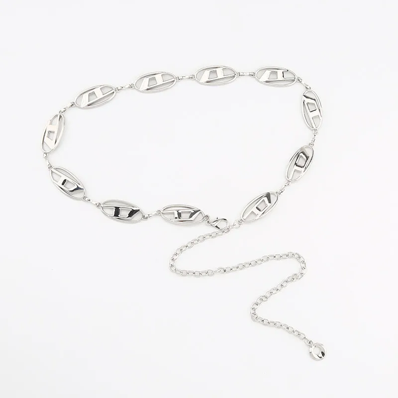 

Retro silver chain letter waistband for both men and women, a versatile accessory suitable for dresses, jeans, and fashionable w