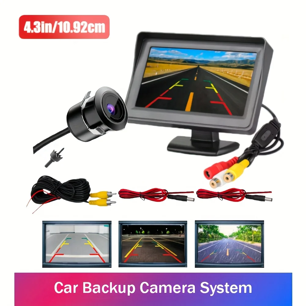 4.3 Inch HD Digital Rear View Backup Camera, Easy Setup for Car Parking Assistance, Compatible with Pickup, SUV, Truck, Trailer