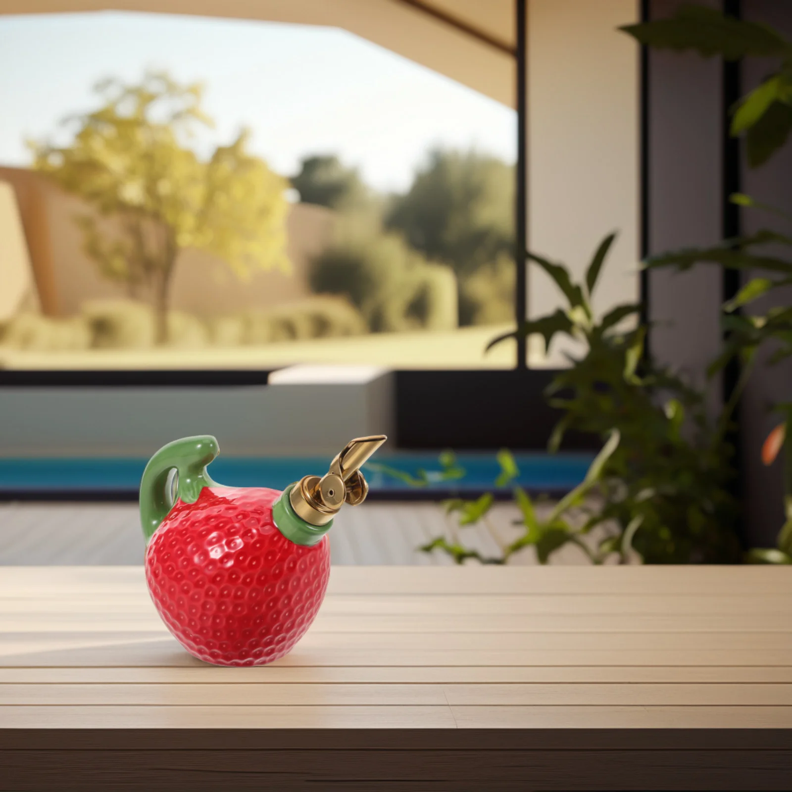 

Ceramic Oil Dispenser Bottle Strawberry Design for Olive Vinegar Soy Condiment Storage Pourer Spout Decorative