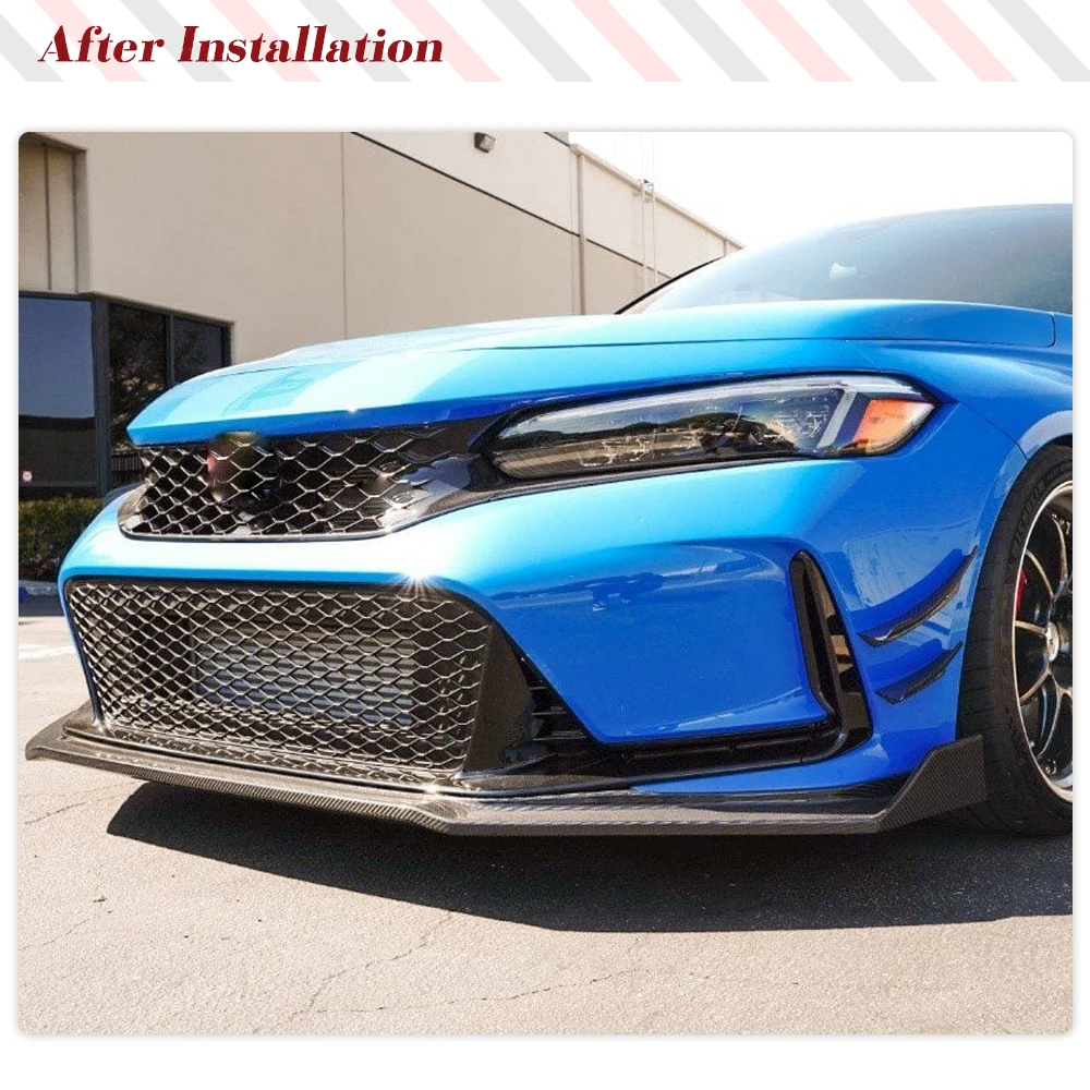 Car Front Bumper Lip For Honda Civic Type R 11th 2022 2023 Carbon Fiber Car Front Lip Spoiler Apron Splitters Protector 3PCS