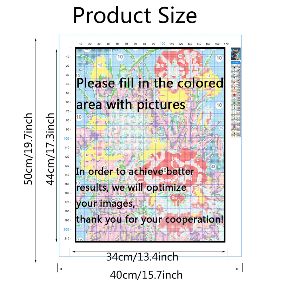 Huacan Customization Cross Stitching Sets Embroidery Sets Photo Custom Needlework 11Ct Picture Printed Canvas Wall Decor